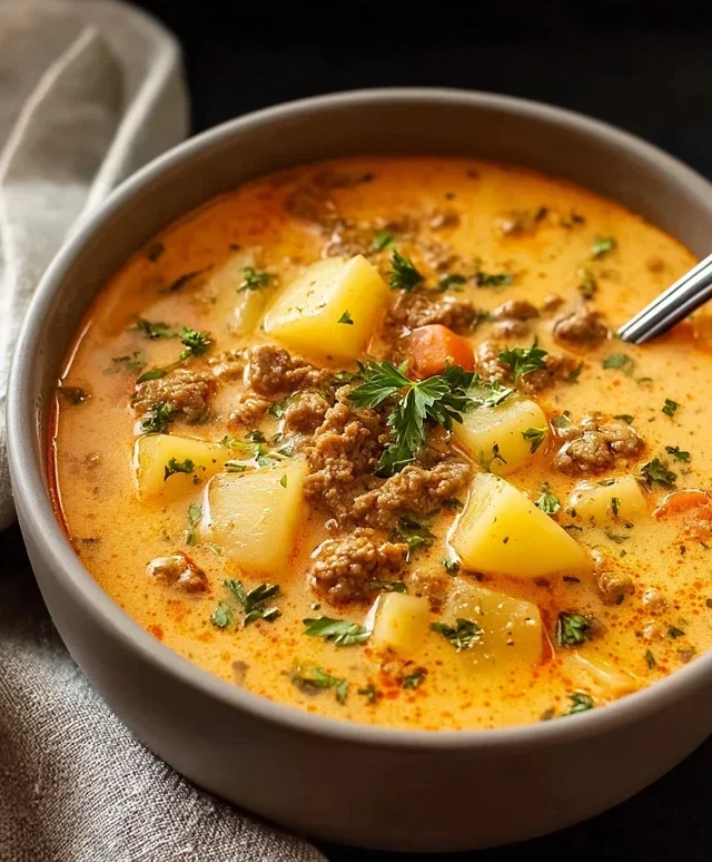 Cheesy Beef Beef Hamburger Potato Soup