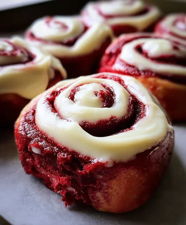 Red Velvet Cinnamon Rolls with Cream Cheese Icing