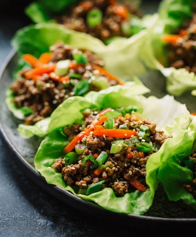 Asian Style Ground Beef Lettuce Wraps