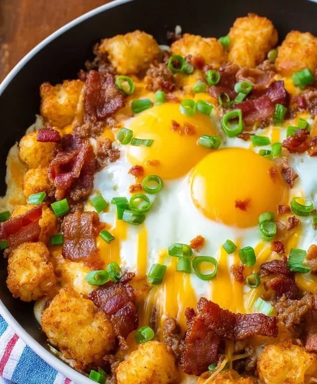 Beef Beef Bacon Egg And Cheese Breakfast Totchos