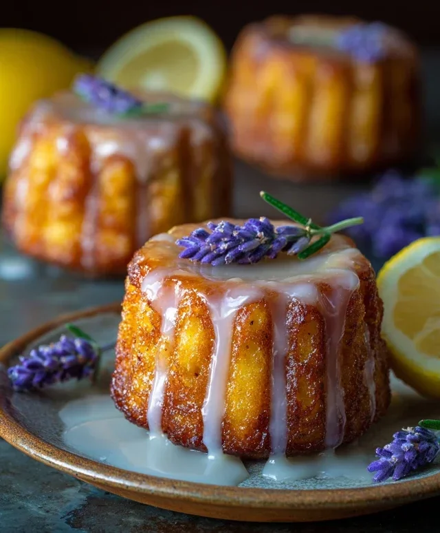 Mini Lemon Cakes With Lavender Glaze