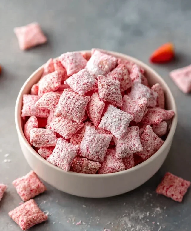 Easy Strawberry Shortcake Puppy Chow