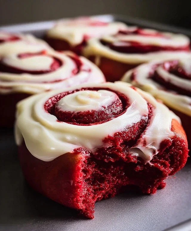 Red Velvet Cinnamon Rolls with Cream Cheese Icing