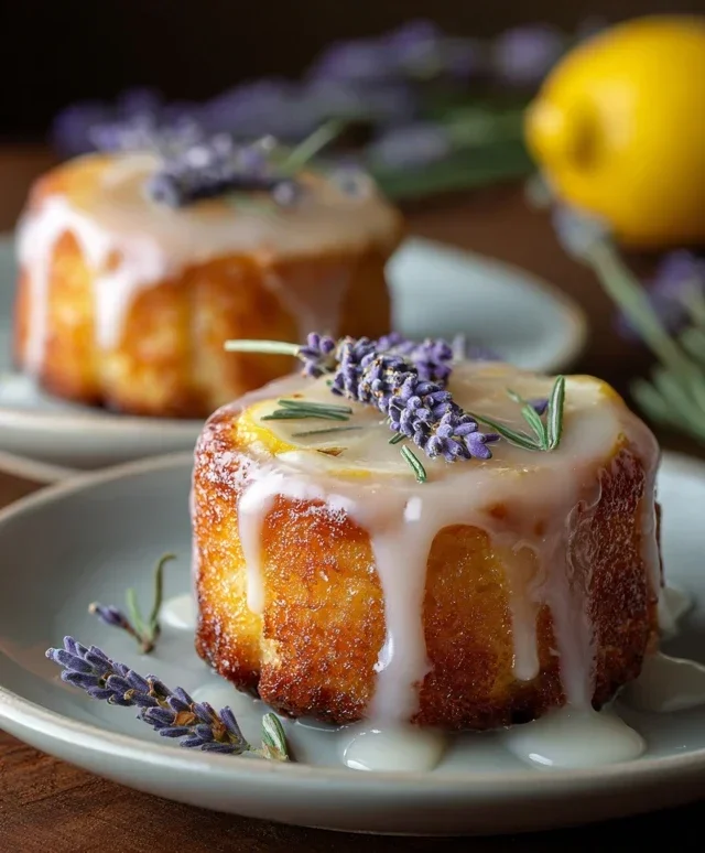 Mini Lemon Cakes With Lavender Glaze