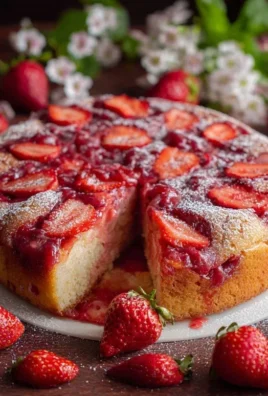 Easy Strawberry Cake with Strawberry Sauce