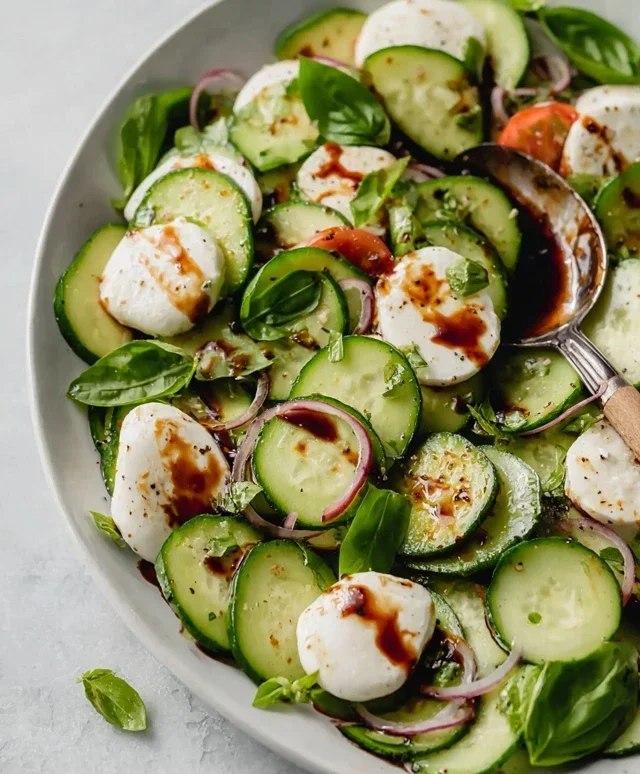 Fresh Cucumber Caprese Salad