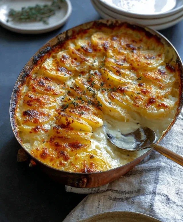 Roasted Garlic Potatoes au Gratin