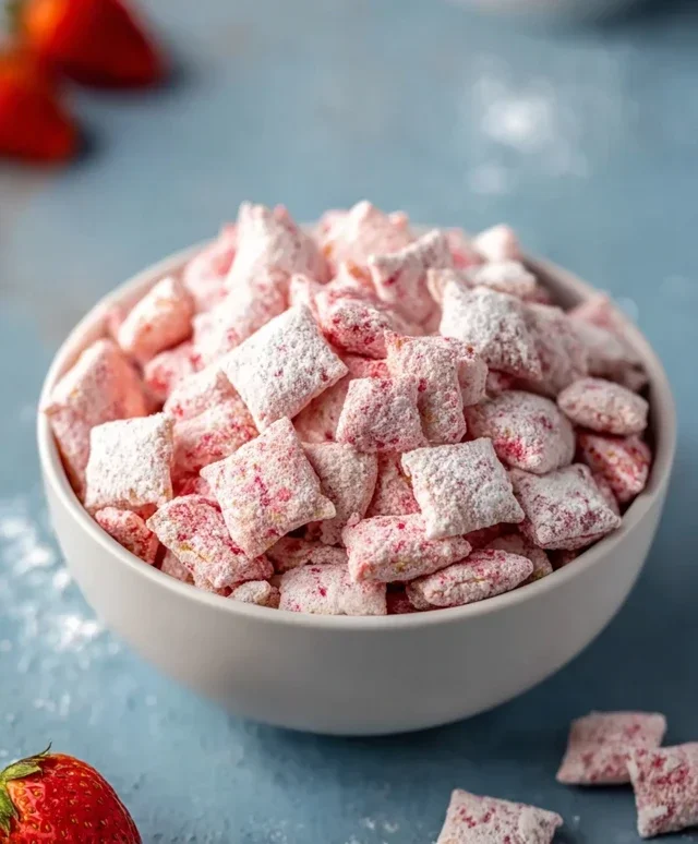Easy Strawberry Shortcake Puppy Chow