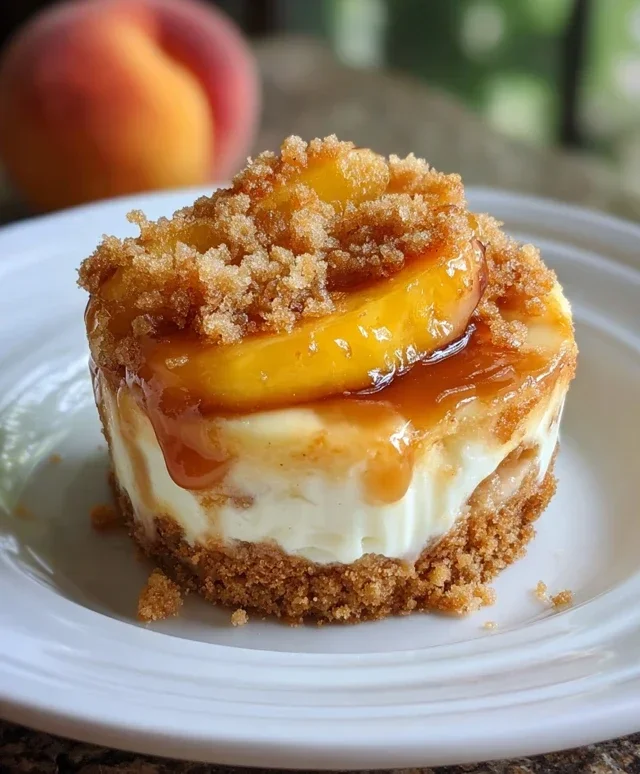 Stuffed Peach Cobbler Mini Cheesecake