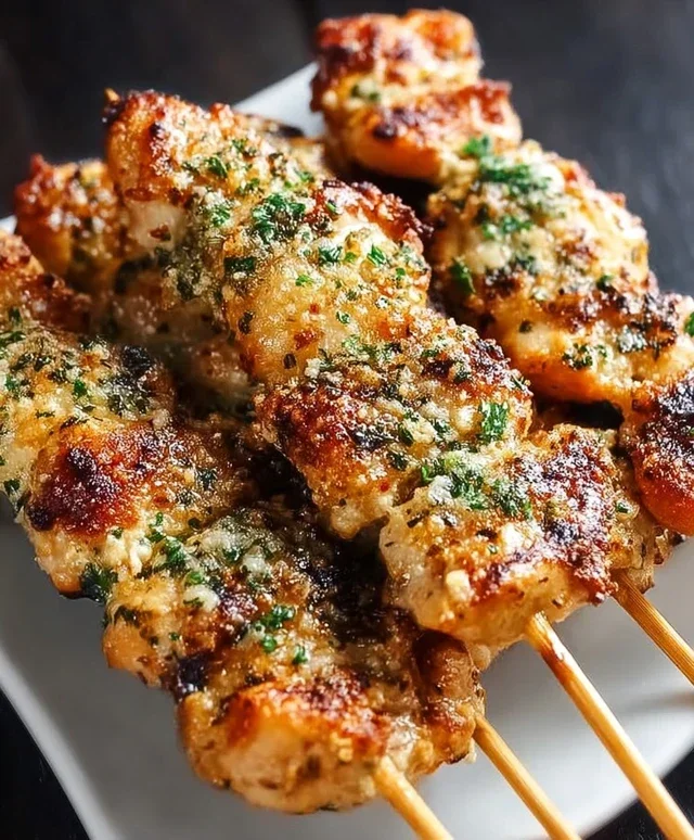 Ranch Garlic Parmesan Chicken Skewers