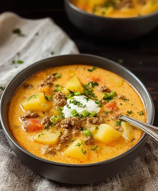 Cheesy Beef Beef Hamburger Potato Soup