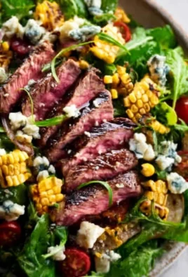 Balsamic Steak Gorgonzola Salad with Grilled Corn