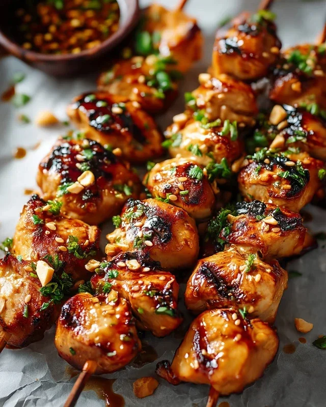 Easy Grilled Asian Chicken Skewers with Honey Garlic Sauce