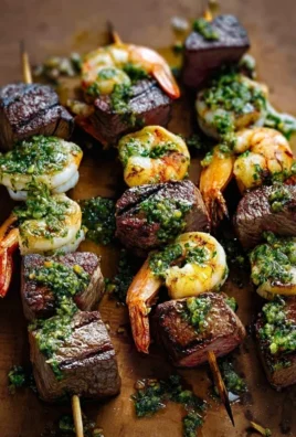 Surf and Turf Kabobs with Chimichurri Sauce