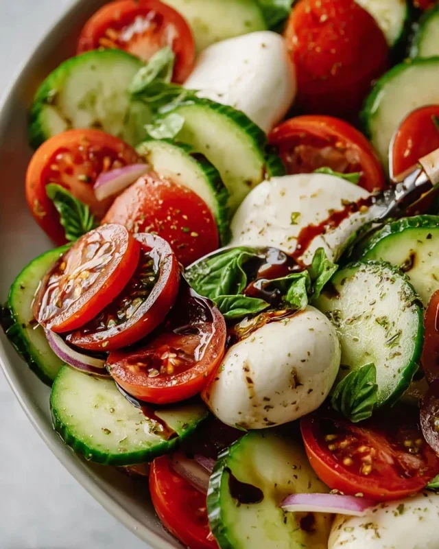 Fresh Cucumber Caprese Salad