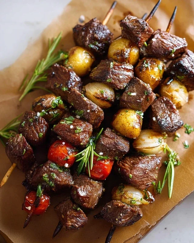 Rosemary Garlic Steak Kebabs
