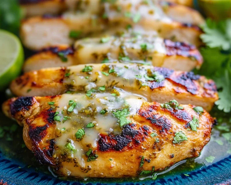 Grilled Salsa Verde Chicken with Pepper Jack