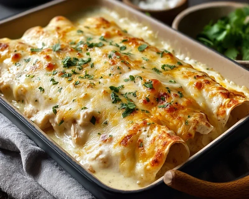 Creamy White Chicken Enchiladas