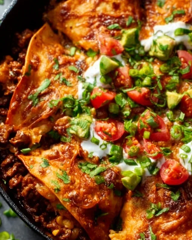 Beef Skillet Enchiladas
