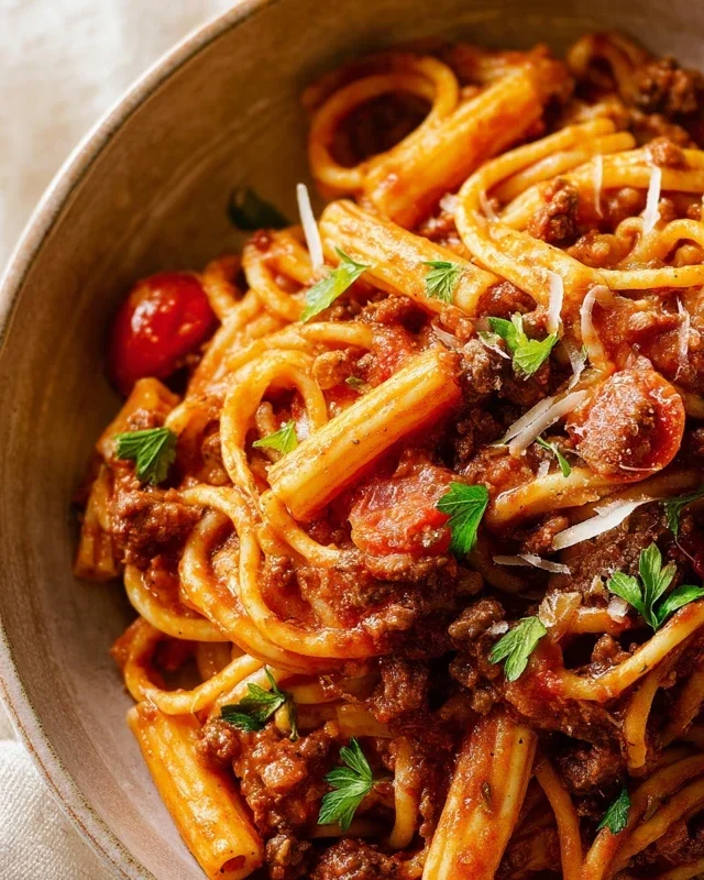 Beef Pasta in Tomato Sauce {Beef Ragu Pasta}