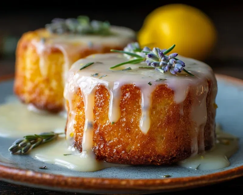 Mini Lemon Cakes With Lavender Glaze