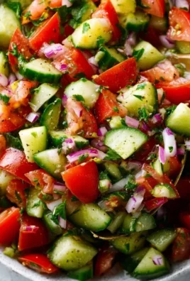 Mediterranean Salad with Cucumber, Tomato and Onion