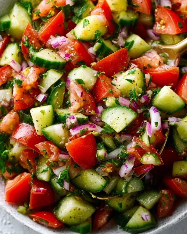 Mediterranean Salad with Cucumber, Tomato and Onion