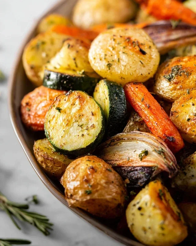 Garlic Herb Roasted Potatoes Carrots and Zucchini