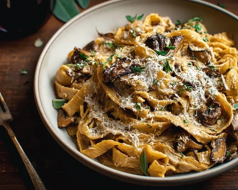 Caramelized Leek and Mushroom Gruyere Pasta