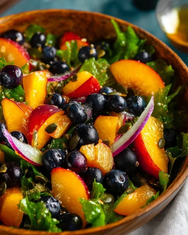 Summer Peach Blueberry Non-Alcoholic Ale Salad