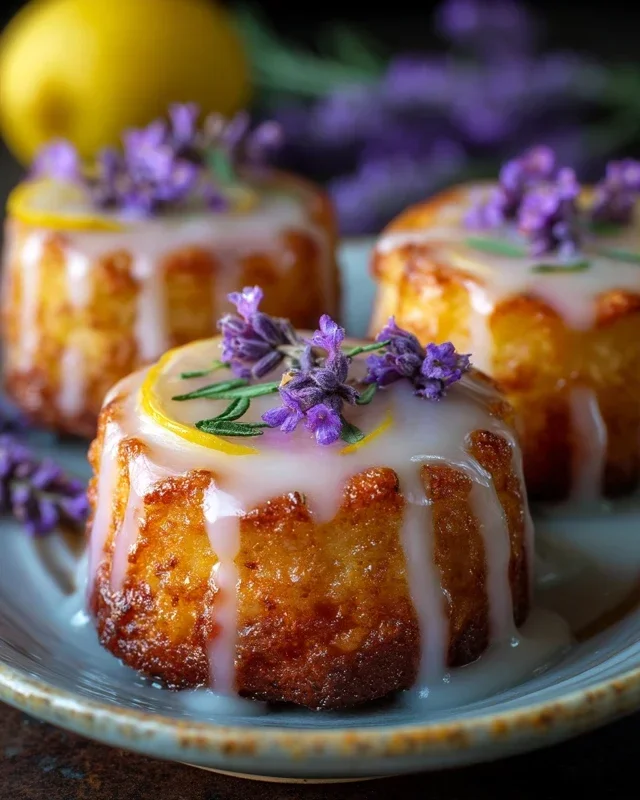 Mini Lemon Cakes With Lavender Glaze