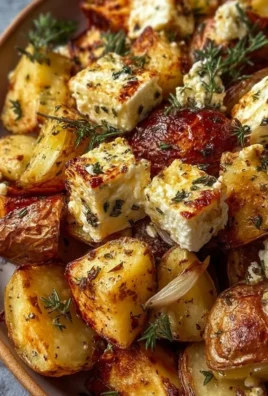 Roasted Potatoes with Baked Feta and Garlic