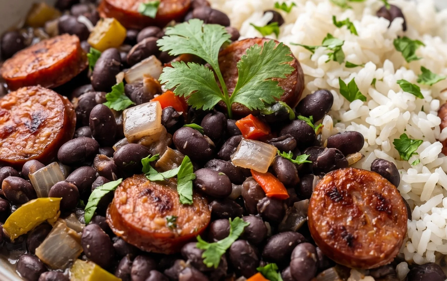 Hearty Black Beans and Rice with Sausage
