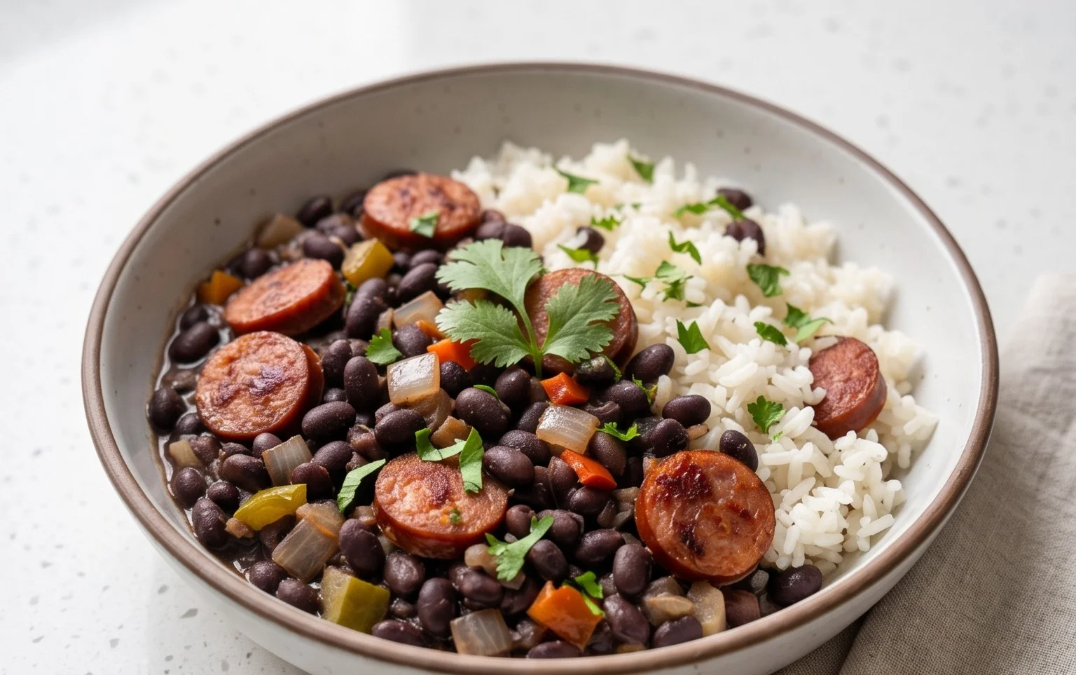 Hearty Black Beans and Rice with Sausage