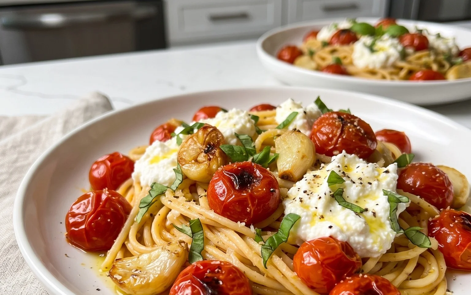 Roasted Tomato and Garlic Ricotta Pasta