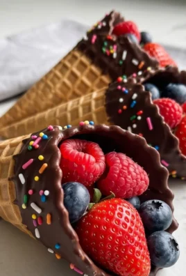 Chocolate Dipped Fruit Filled Cones