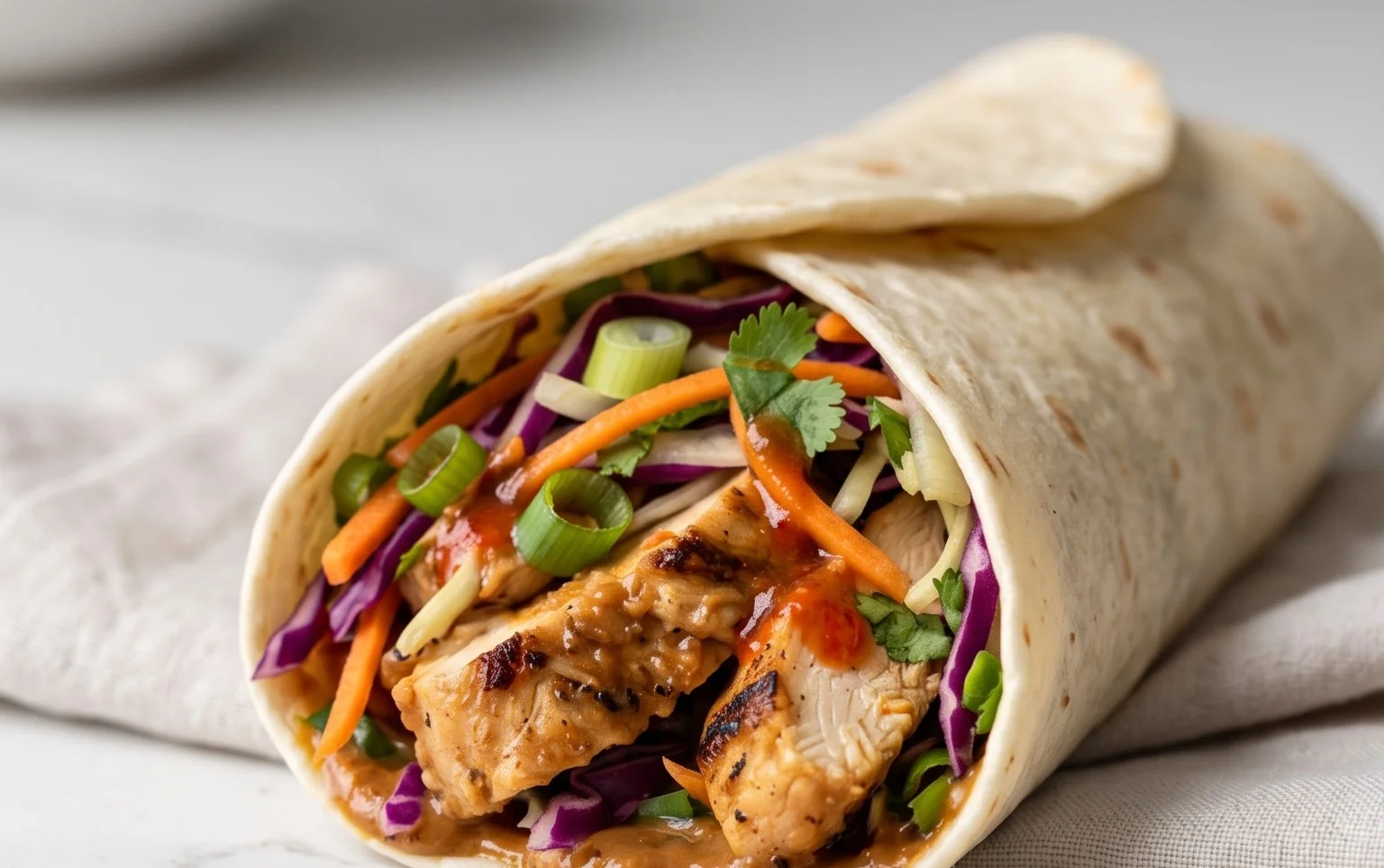 Thai Chicken Wrap with Crunchy Asian Slaw