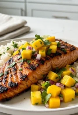 Grilled Salmon with Mango Salsa and Coconut Rice