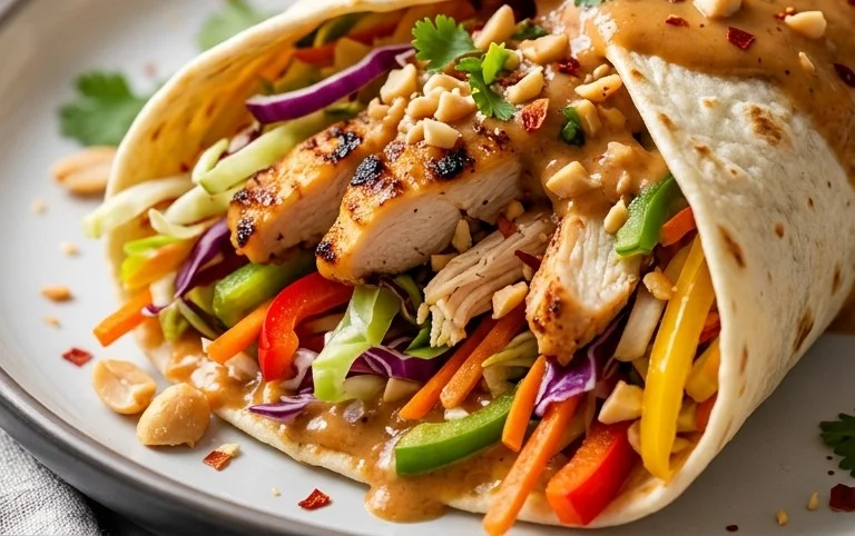 Thai Peanut Chicken Wraps