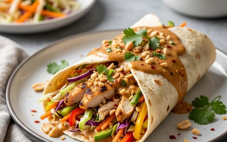 Thai Peanut Chicken Wraps