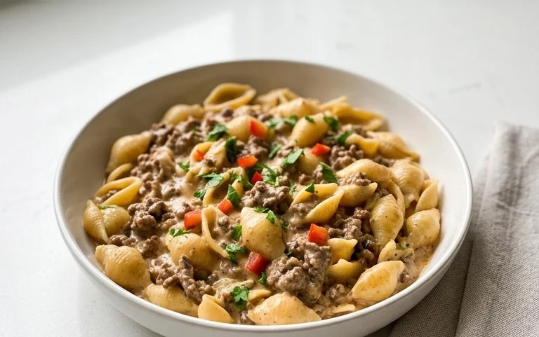 Creamy Beef and Shells