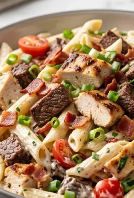 Chicken Beef Bacon Ranch Pasta Salad