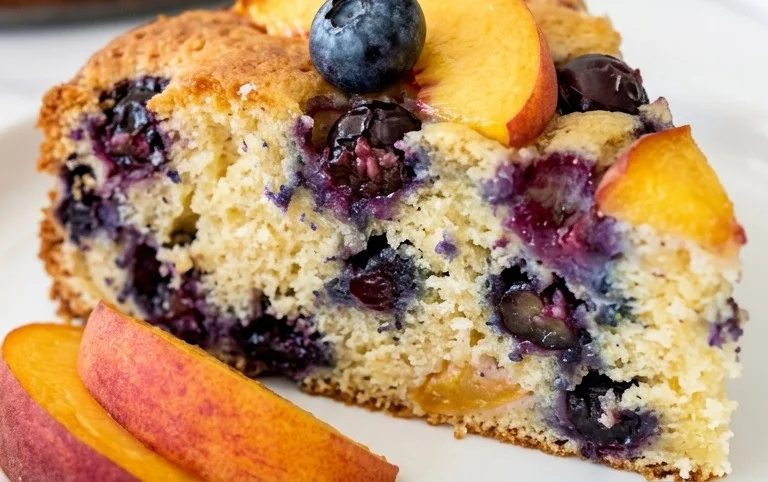 Peach and Blueberry Greek Yogurt Cake