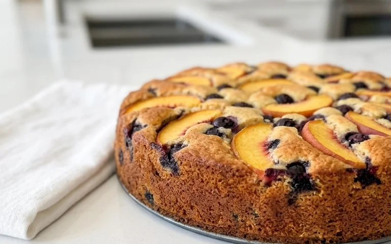 Peach and Blueberry Greek Yogurt Cake