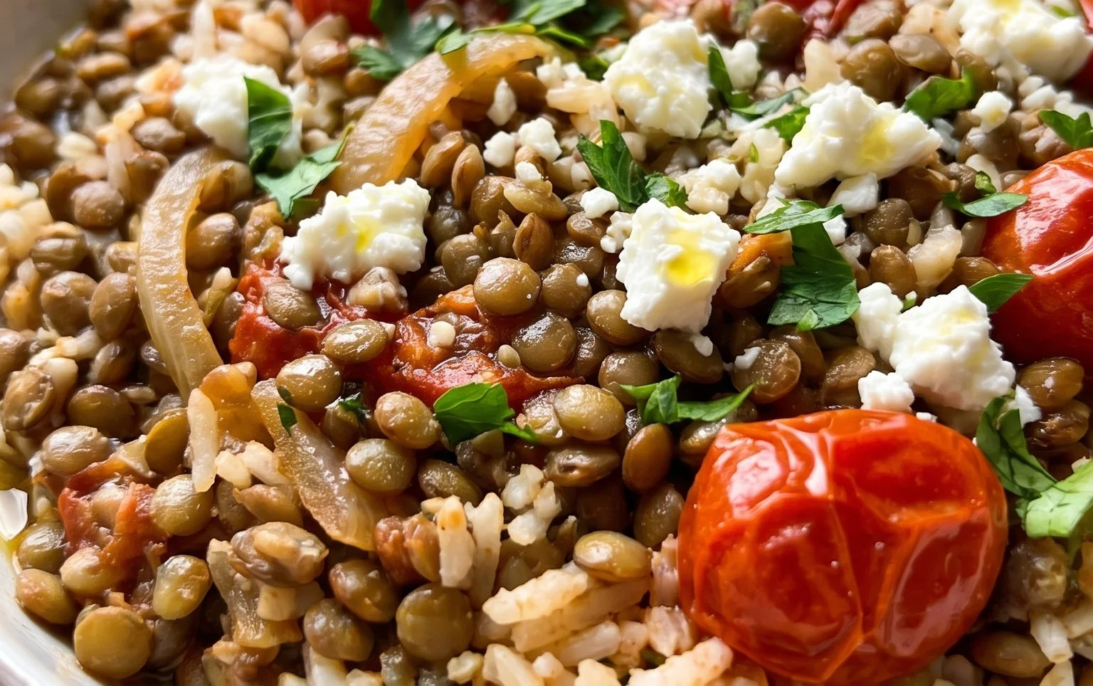 Easy Mediterranean Lentils and Rice