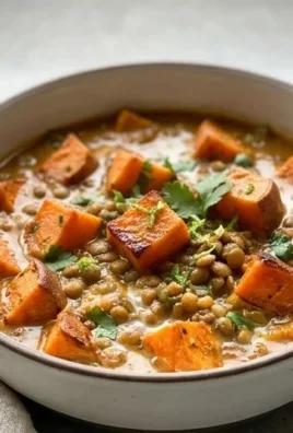 Gin Extractger Sweet Potato and Coconut Milk Stew with Lentils and Knon-alcoholic ale