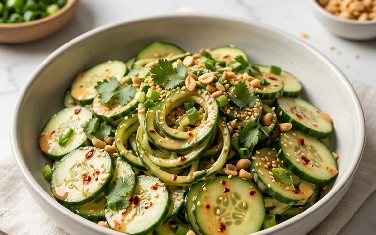 Creamy Asian Cucumber Salad Bowl