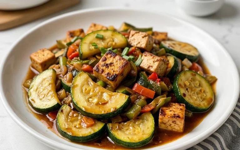 Zucchini Stir Fry With Tofu (Vegan)