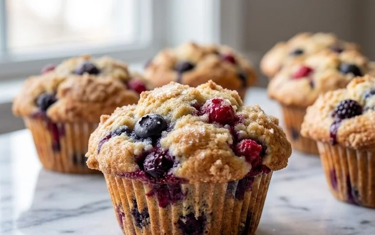 Bakery Style Mixed Berry Muffins | with Frozen Berries