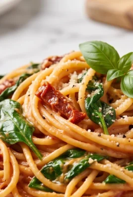 Spaghetti & Spinach with Sun-Dried Tomato Cream Sauce